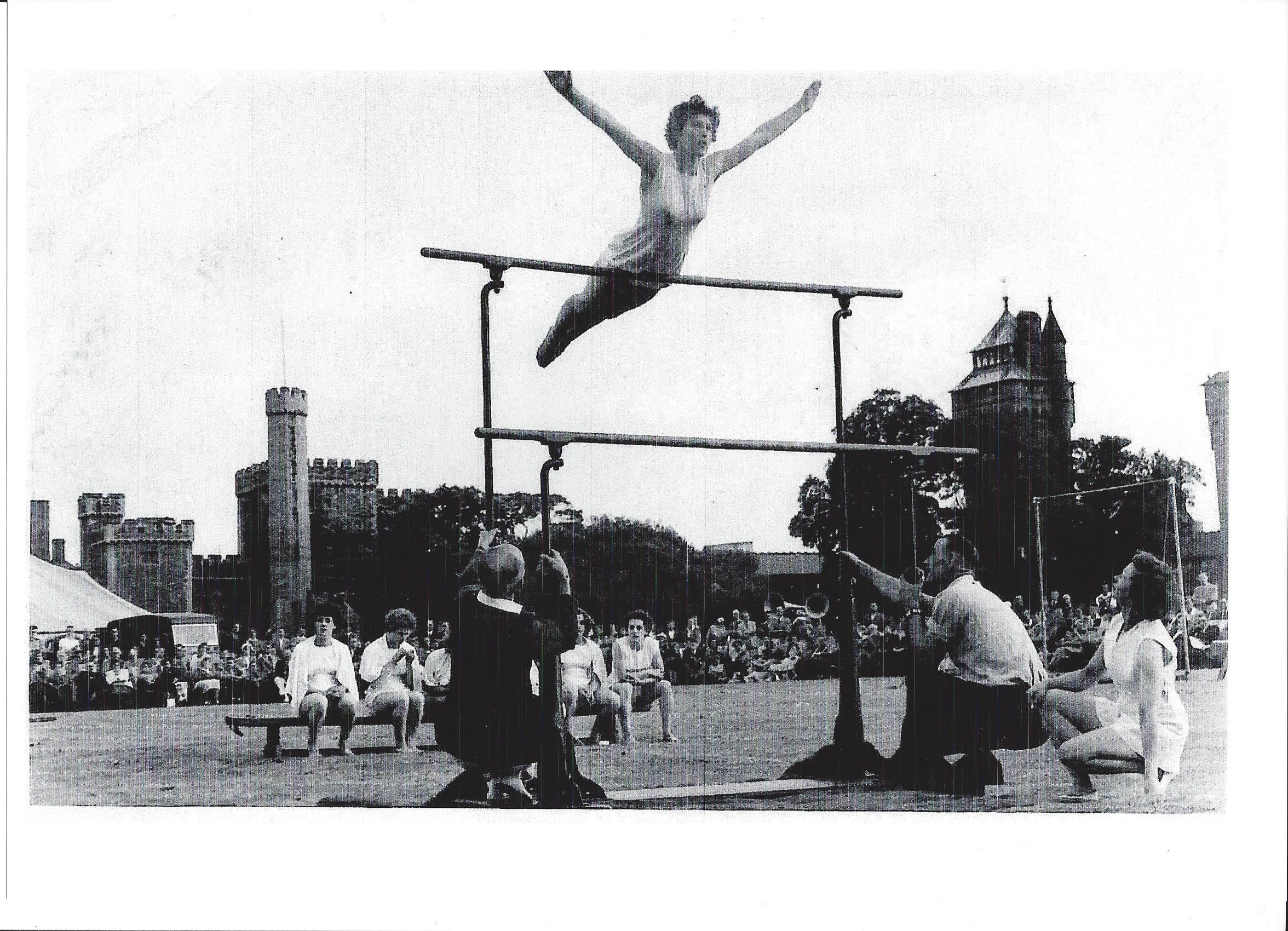 Majorie performing at Cardiff Castle in 1952 to raise money to get the gymnastics team to the Olympics